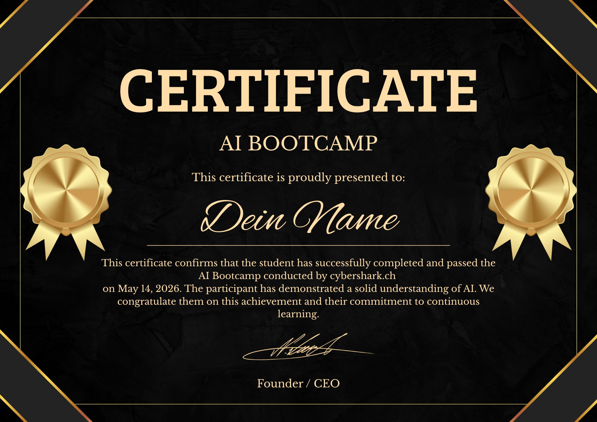 AI Bootcamp Zertifikat von Cybershark
