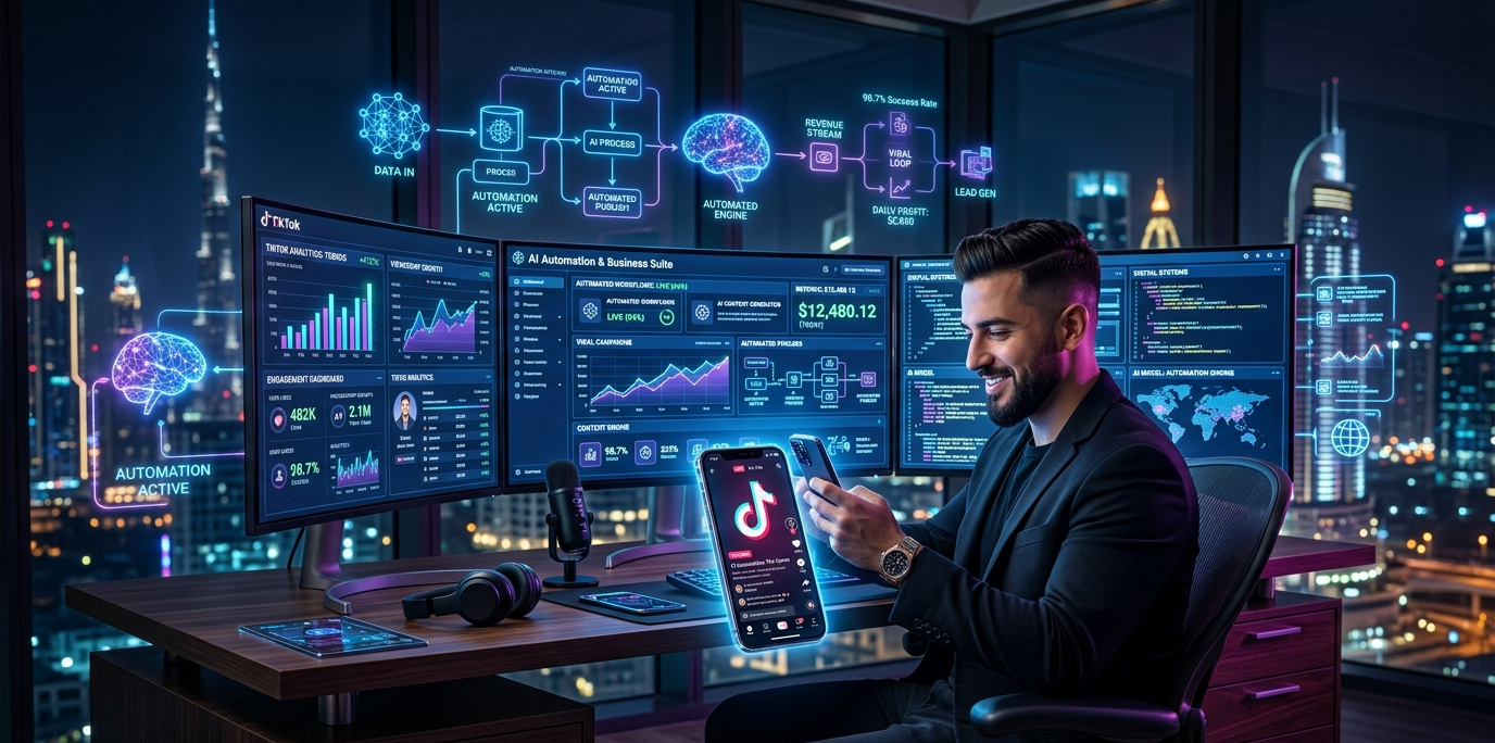 KI Workspace Atmosphäre mit Datenvisualisierungen